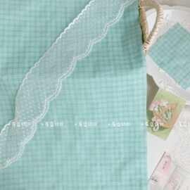 韩系ins全棉色织格子布料 海盐薄荷发饰包包服装发圈连衣裙童装