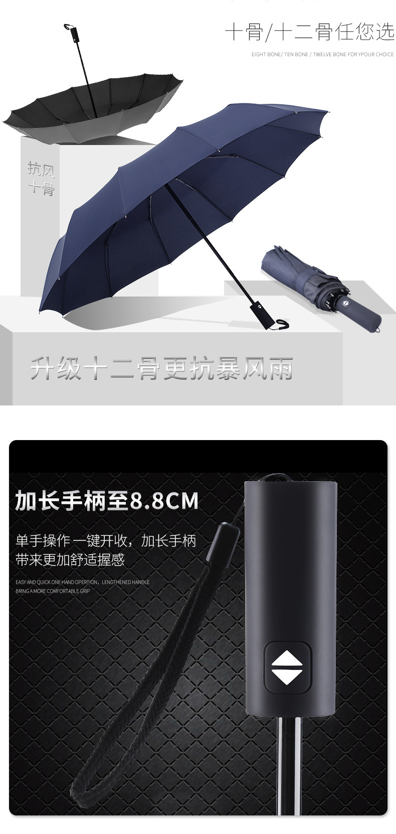 Fully automatic reverse umbrella