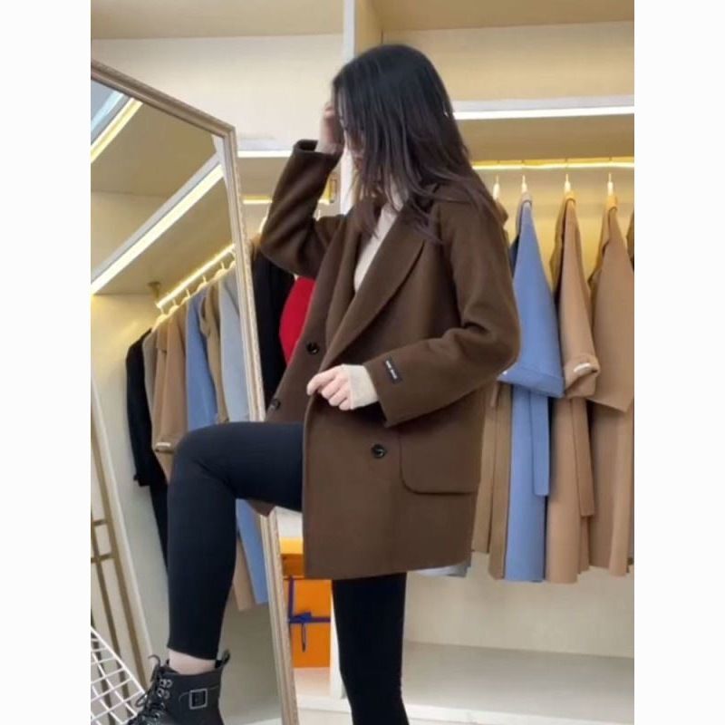 Mid-Length Woolen Suit Coat Korean Style Autumn/Winter 2025 New Model for Petite Individuals, Loose Woolen Overcoat Mid-Length Woolen Suit Coat Korean Style Autumn/Winter 2025 New Model for Petite Individuals, Loose Woolen Overcoat