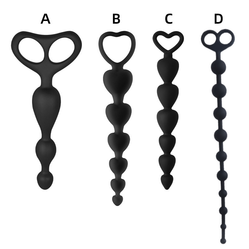 Xingwan juguetes sexuales atrio tapón anal aparato anal silicona en forma de corazón cuentas con cuentas redondas de seis cuentas