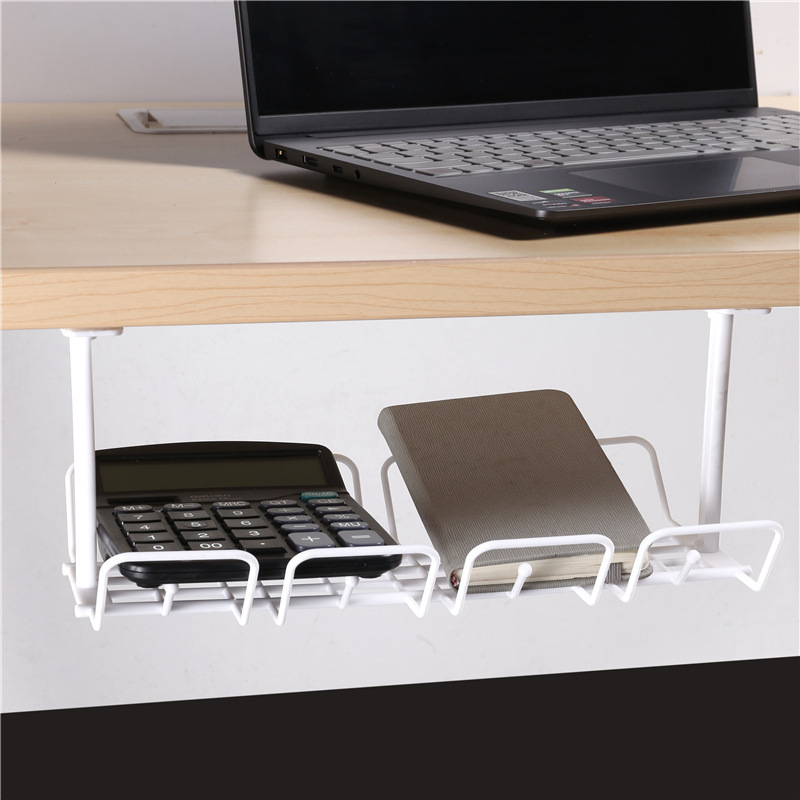 Desk Underneath Power Cord Adhesive Hole-Free Home Desk Under-Standing Storage Rack Bathroom Organizing Shelf Storage Organizer Tool