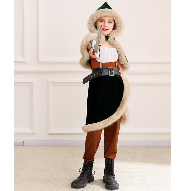 Cross-Border Supply Viking Costume Kidsren's Viking Costume Halloween Masquerade Party Costume