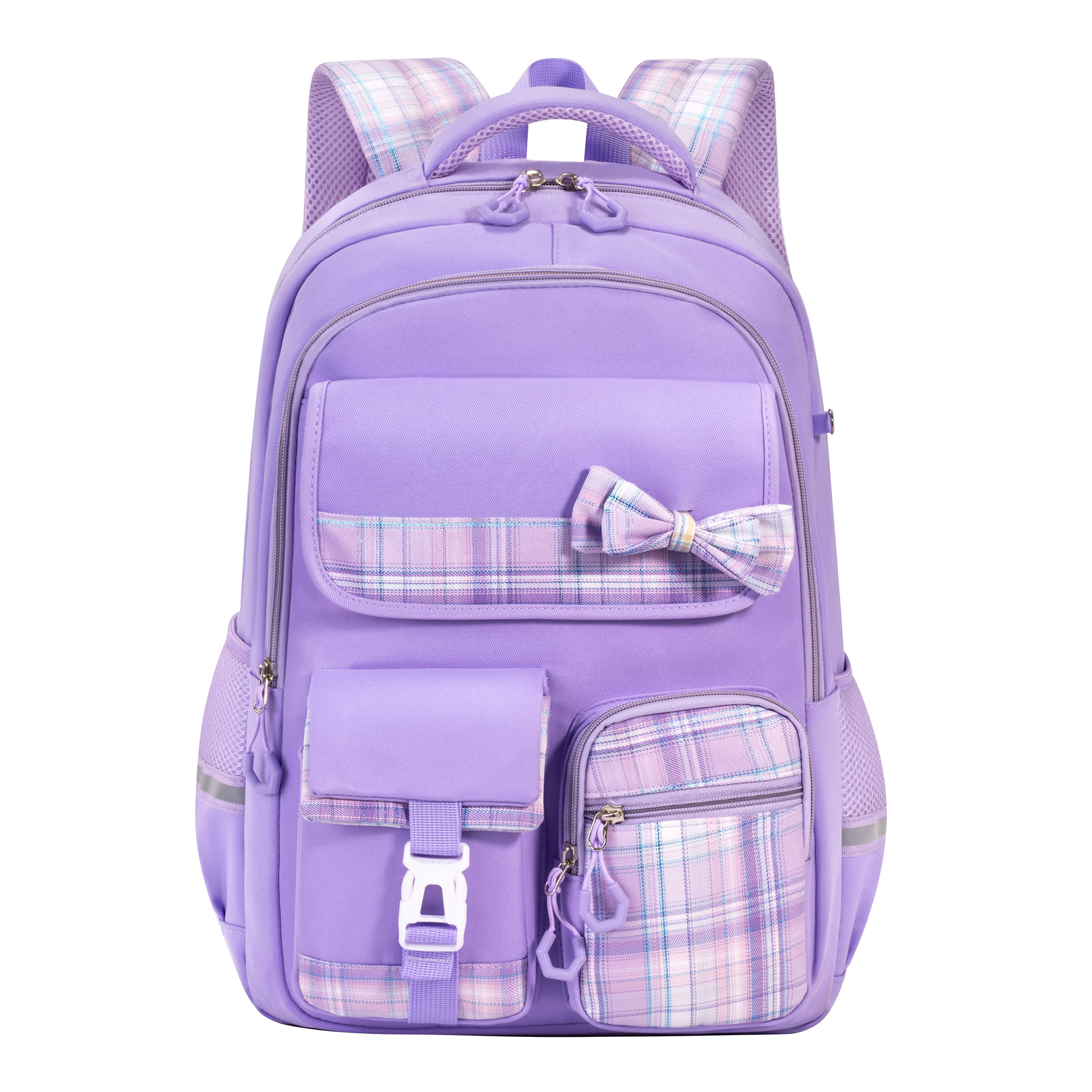 Neues grenzüberschreitendes Schleife-Dreibestandteile-Set Schulrucksack große Kapazität Doppeltragegurte für Mittel- und Oberschülerinnen sowie Studentinnen