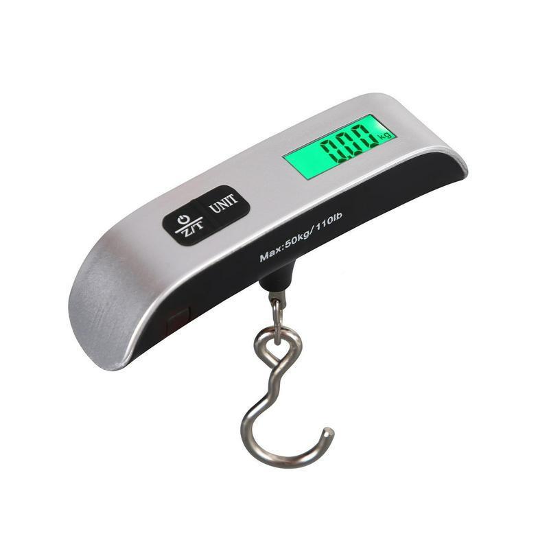Balanza de mano de acero inoxidable electrónica de 50kg conveniente de alta precisión, escala de entrega doméstica, pequeña escala de equipaje de viaje
