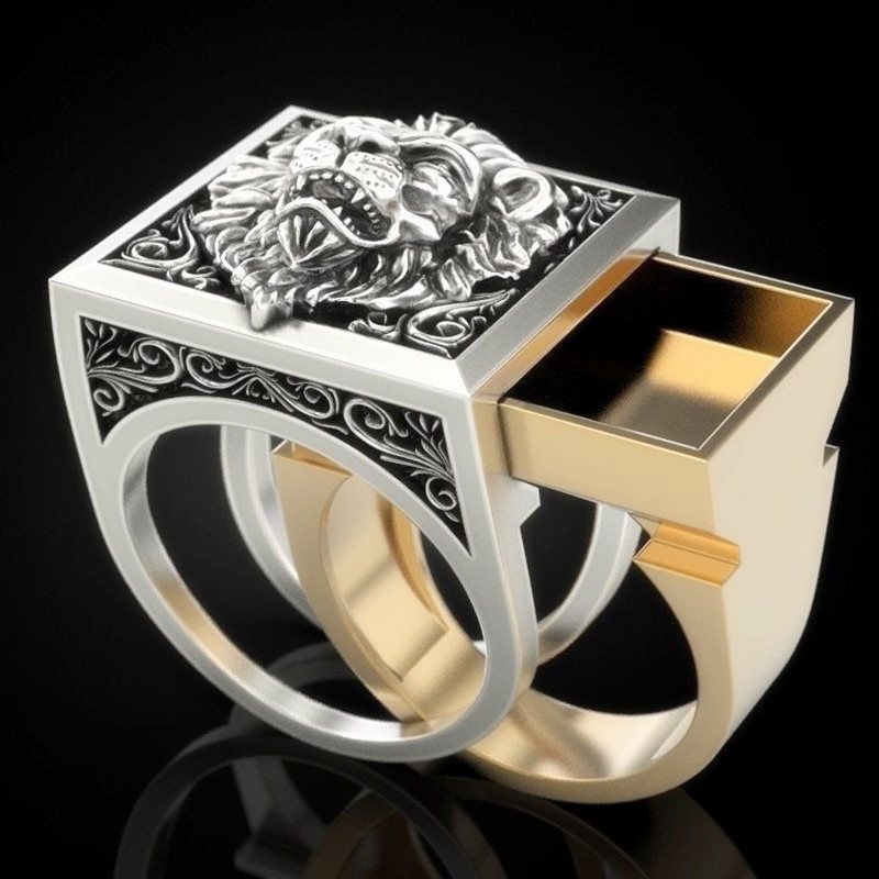 Cross-border wish best selling male lion two-piece ring retro creative fashion ring men's ring single product wholesale