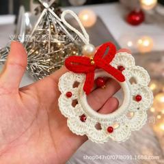 跨境新品Knitted wreath decoration优雅针织花环圣诞节装饰挂件