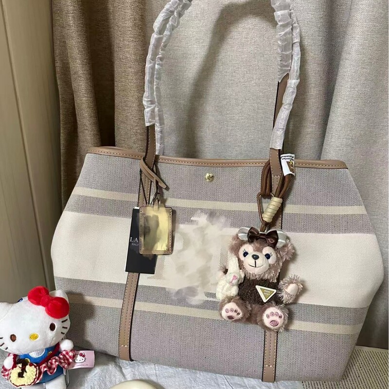 Cross-Border Ralph Lauren Pony Garden Canvas Leather Fashion Versatile Tote Bag Women's Shopping Bag Women's Handbag