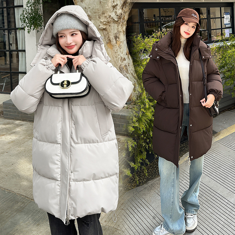 棉服女2025秋冬季新款棉衣女时尚韩版中长款连帽加厚棉袄夹克外套