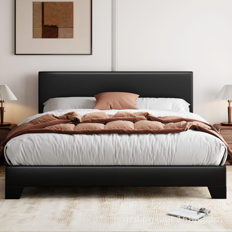 Cross-Border Exclusive Supply of Simple Modern Double Leather Bed, Large Size Mail Order Packaging Leather Art Bed