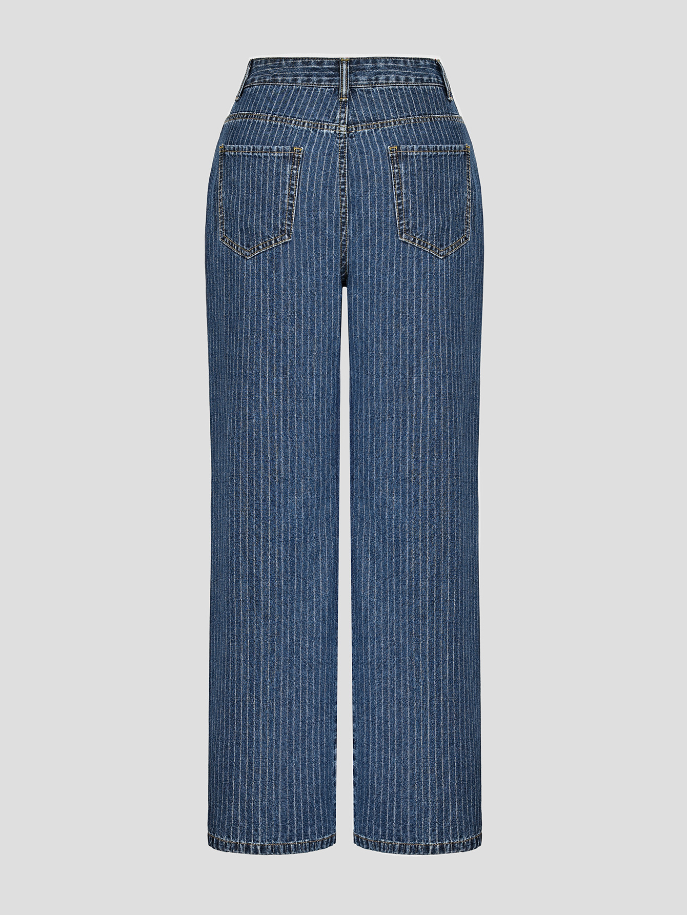 Women's High-Waisted Straight Leg Jeans Size 26 Sweet And Spicy Style Casual Striped Trousers Top Selling_mkmklike.com