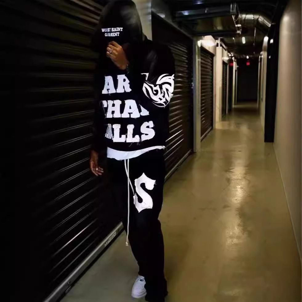 Men's Clothing trendy Gothic original edge patchwork hoodie Y2K street hip hop Harajuku top_voghion.com