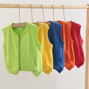 Children's Vest Spring and Autumn New Thin Outer Wear for Men and Women Children's Cotton Vest Kindergarten Clothing Printed logo
