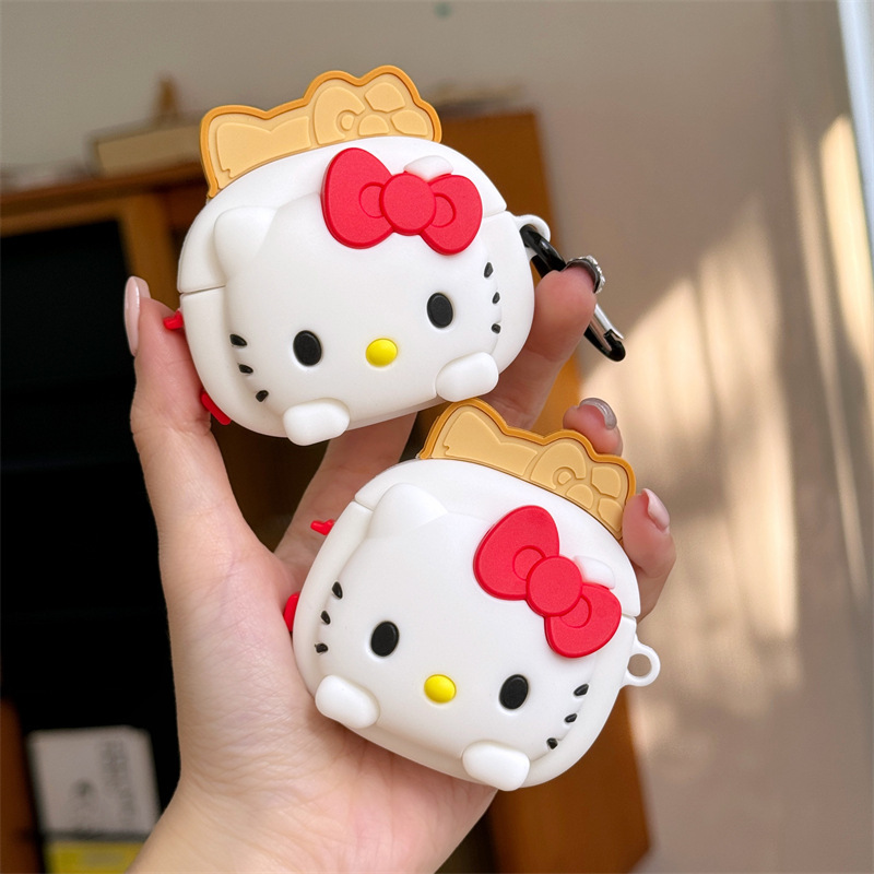 可愛KT貓適用airpods pro2蘋果藍牙無線硅膠耳機套1/2/3代創意女