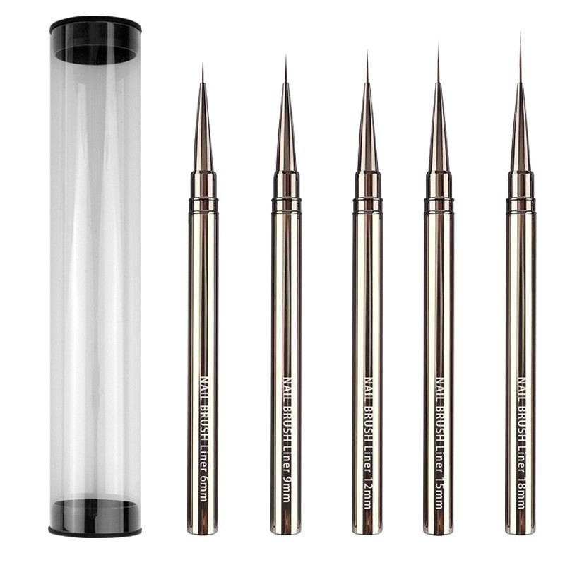 Pluma de uñas transfronteriza traje de pincel de dibujo varilla de metal con tapa pluma de dibujo ultrafino pluma de pintura suministro directo de fábrica al por mayor