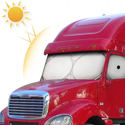 Hot sale 240T polyester silver tape large truck double ring folding sunshade truck windshield sunshade (Sun shade) - 420x-91cm-suction-cup