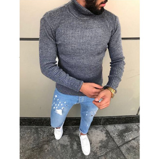 Vova Cross-Border Export Hot Selling New Knitwear 2020 Autum New High-Neck Stripesd Knitwear Pullover Knitwear