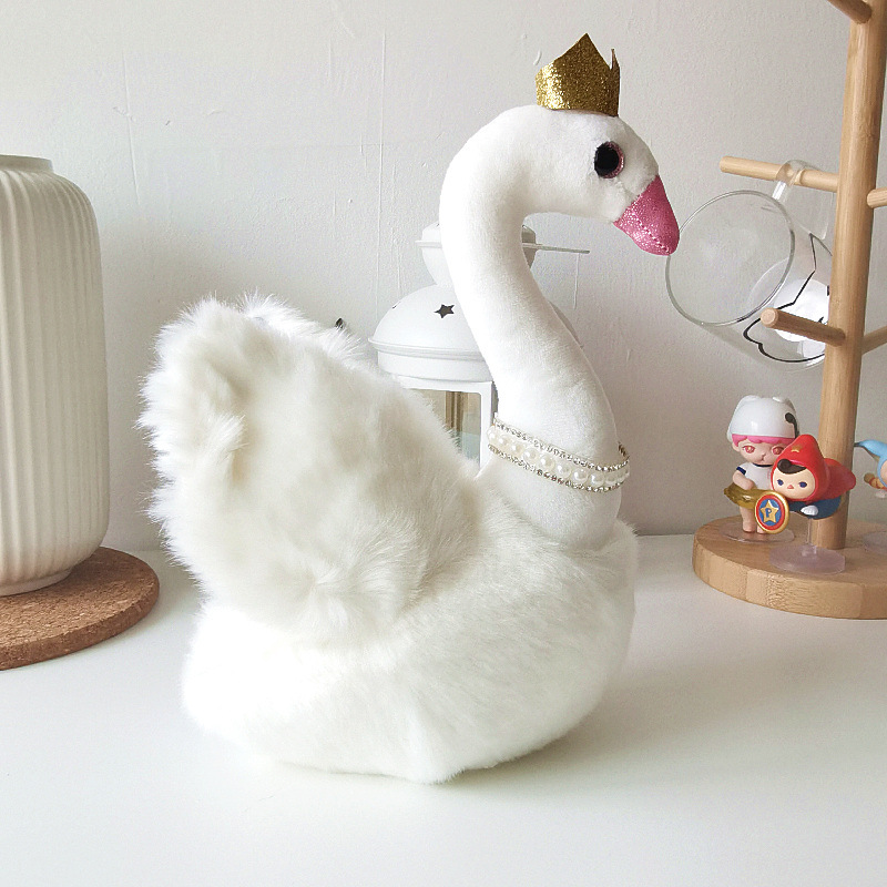 Nuevo negro Cisne peluche lindo corona blanco Cisne muñeca decoración muñeca regalo femenino al por mayor