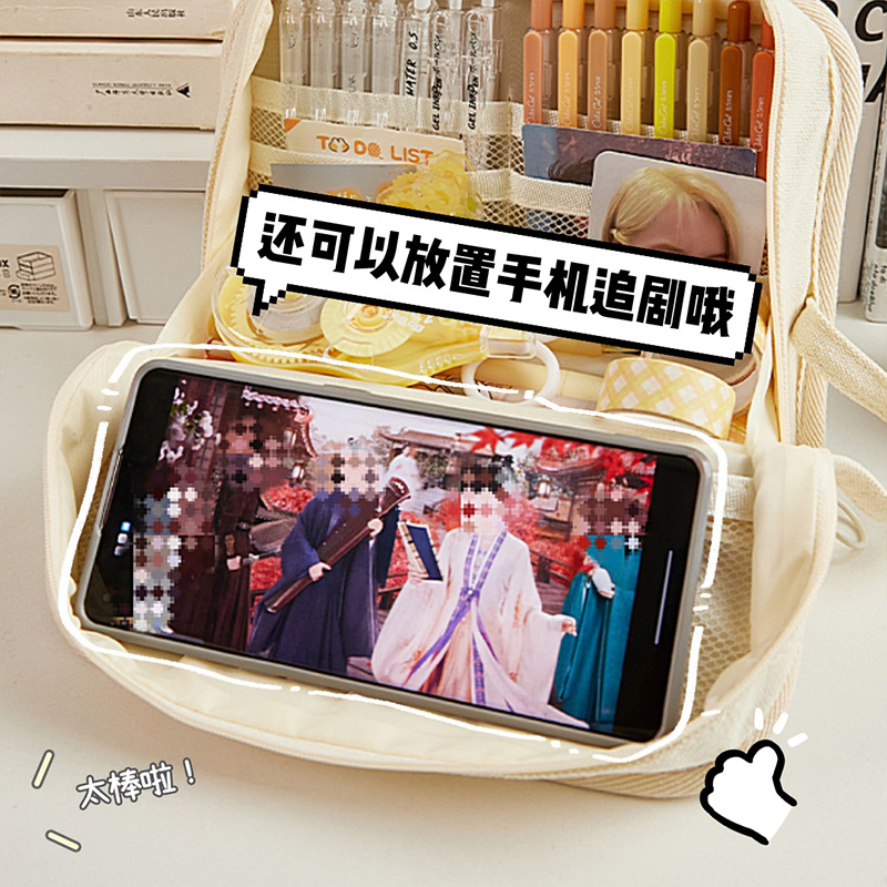 Simple de gran capacidad lienzo lápiz caja secundaria chica papelería Escuela Primaria estudiante creativo papelería bolsa 2024 nuevo