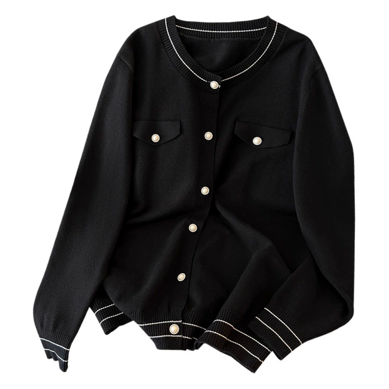 Женская одежда больших размеров, обхват груди для пышных девочек 150/160, Свободный кардиган в стиле Chanel, вязаный 350