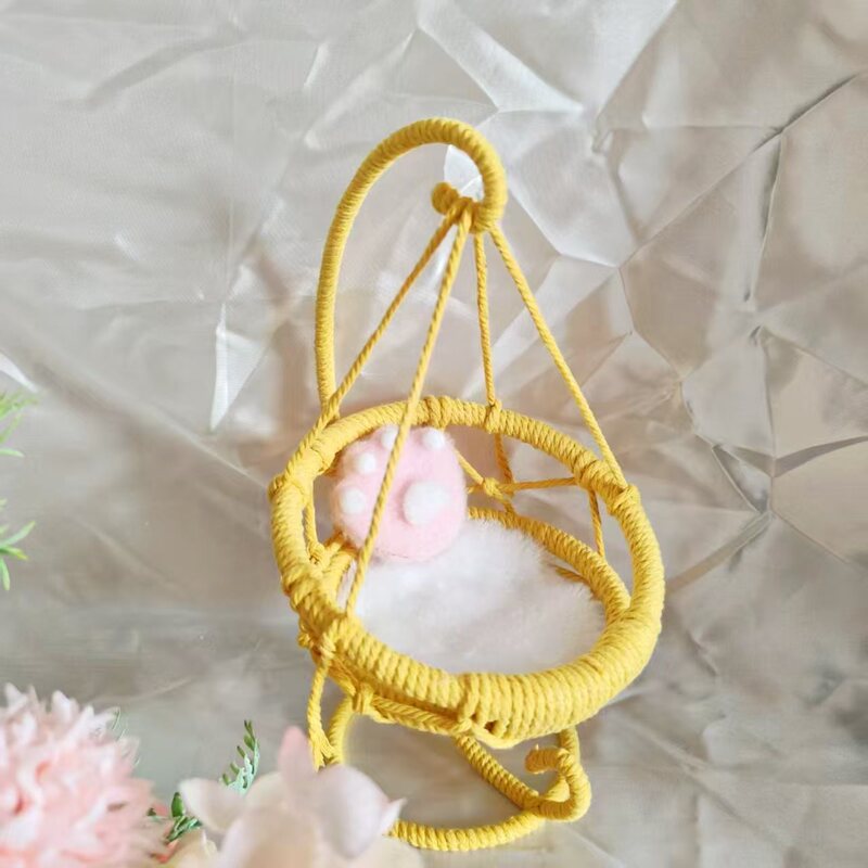 ベビーハンギングバスケットコットンドールハンギングチェア手織りハンモック10cm15cm20cmスイングシーン家具|undefined