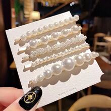 纯手工编织女侧边夹珍珠发夹女时尚百搭韩版刘海夹头顶发卡一字夹