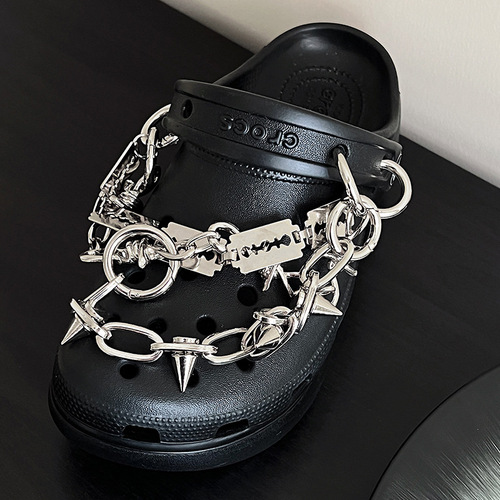 Crocs Shoe Buckle Willow Nail Thorn Blade European and American Hip Hop Punk Metal Shoe Chain Sports Shoe Accessories Shoe Chain