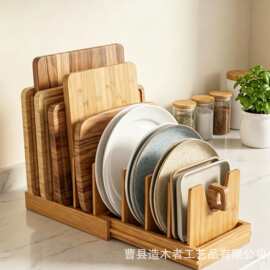 木质碗架沥水架木质锅盖收纳架碗碟餐垫厨房置物架锅具碗盘收纳架