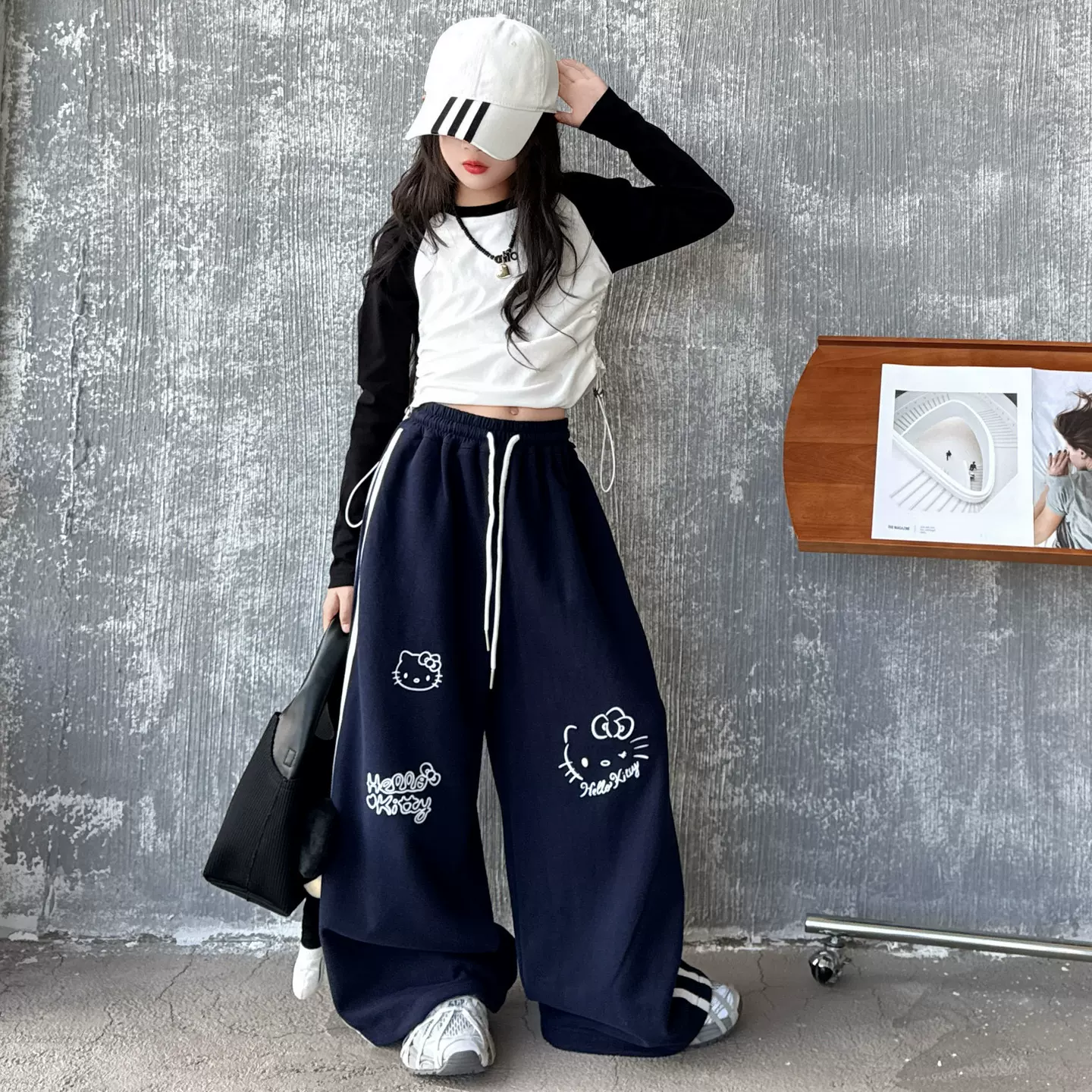 女童春秋款套装2025新款女大童韩版炸街休闲阔腿裤女孩秋装运动裤