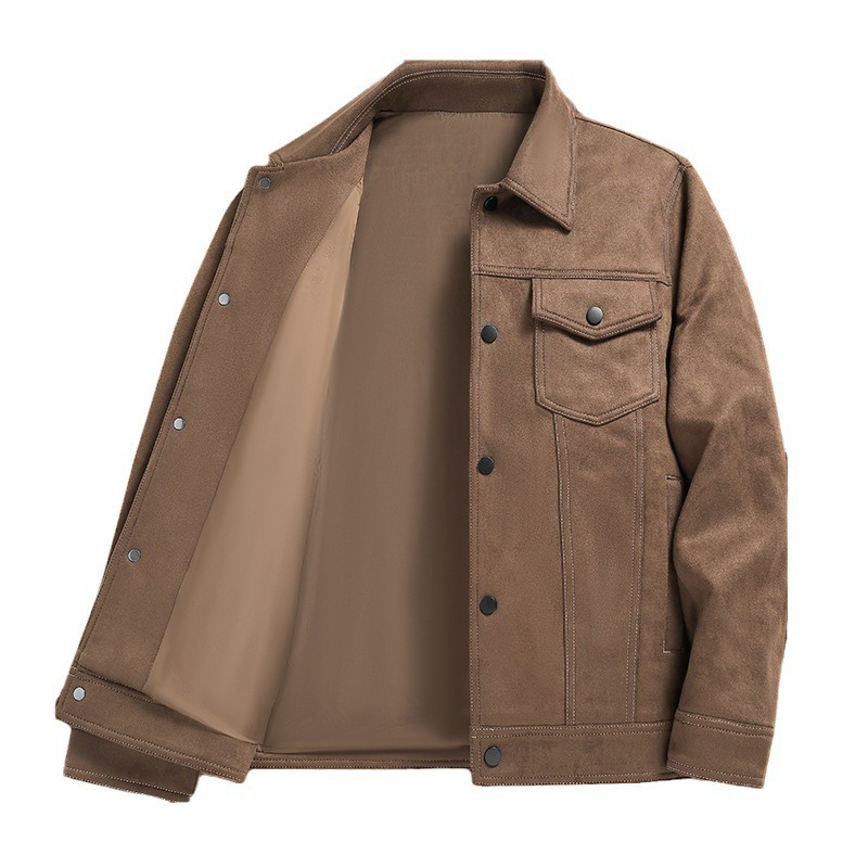 Men's Clothing Suede Jacket Men Spring and Autumn Fashion Retro Loose Lapel Outerwear Top High end Men's Work Jacket_voghion.com