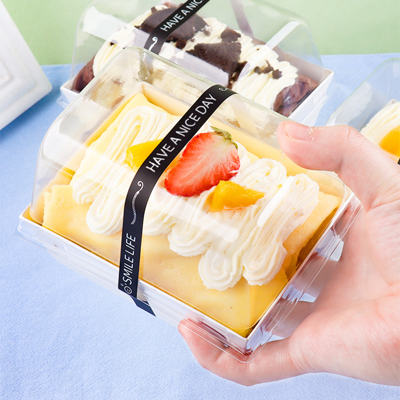 Caja de embalaje de toallas de rollo de corte pequeña bolsa de embalaje pegatinas galletas de melocotón caja de panadería desechable