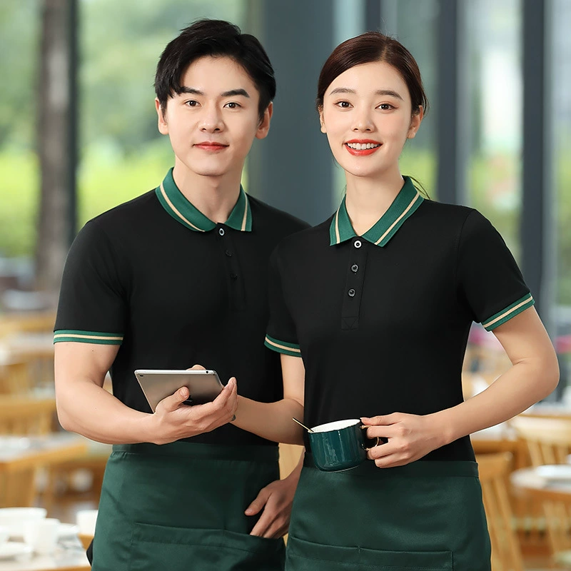 Высококачественная рабочая одежда с короткими рукавами, принтом и вышитым логотипом, летняя рабочая одежда, мужская рабочая одежда, рубашка-поло, ведущая Рабочая одежда