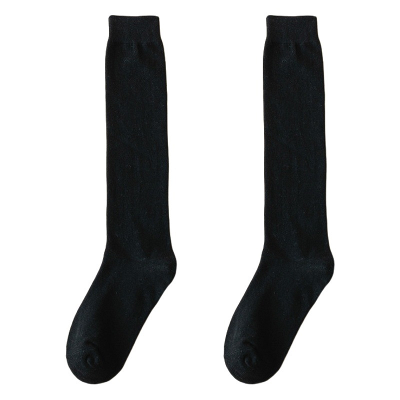 Calf socks pressure skinny socks black preppy style women's solid color calf socks stockings thick Terry over-the-knee socks