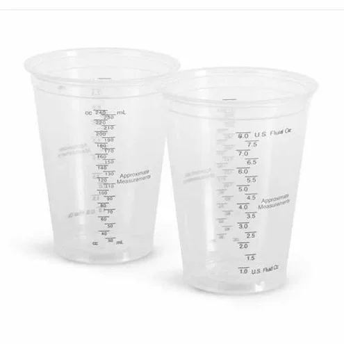 Disposable plastic beaker paint cup 240ml double-sided scale PP measuring cup 8oz scale cup food grade material measuring cup