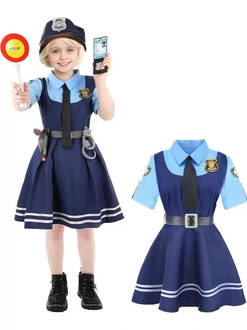 小兔女警儿童警察服套装长 万圣节cosplay角色职业扮演男女警察服