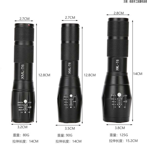 a100 hand held LED strong light T6 camping rechargeable flashlight telescopic zoom L2 high power outdoor camping flashlight
