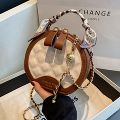 Diamond Grid Chain Small Handbag for Women 2024 Spring Trendy New Fashion Crossbody Bag and Shoulder Bag Small Round Bag