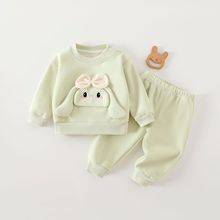 卡通加厚卫衣2025新款卫衣裤男女宝宝儿童套装秋装分体两件套童装