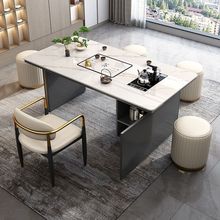 办公简约意式功夫茶台全智能烧水泡茶几客厅接待意式轻奢岩板茶桌