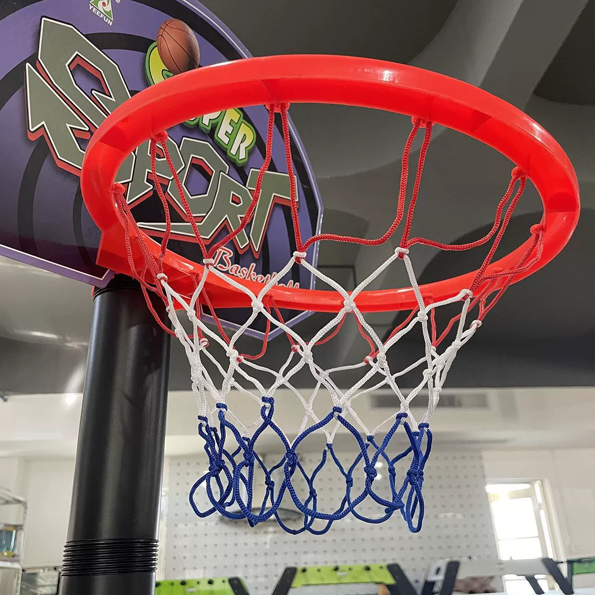 Заводская Поставка ручной тканой сетки Трехцветная баскетбольная сетка детская игрушка баскетбольная доска Чистая сумка смелый баскетбольная сетка карман