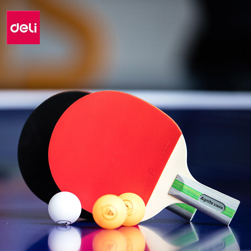 Deli Angnette F2340 Table Tennis Racket Set Star-level Double-sided Anti-glue Pair Send Racket Bag Three Balls