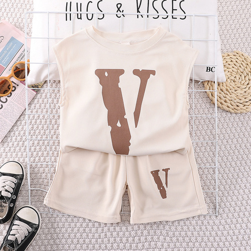 Boys' Tank Top Set 2024 New Trendy Baby Summer Outfit Sleeveless Sports Wear Infants and Toddlers Two-Piece Set Wholesale