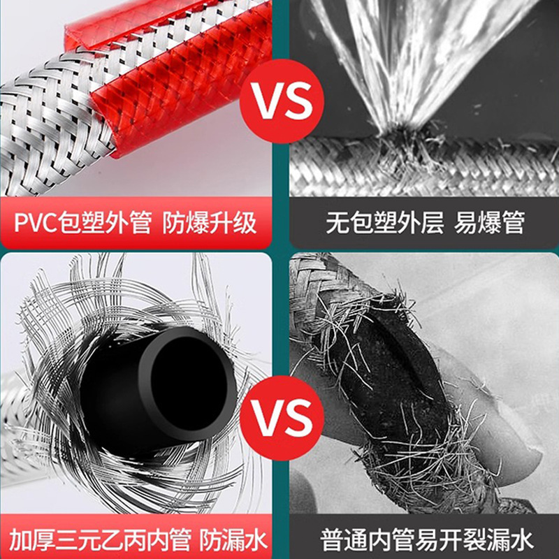 水龙头进水软管防爆冷热通用厨房洗脸洗菜盆304不锈钢编织高压管|undefined