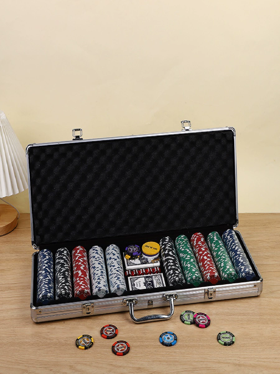 Набор фишек для покера Texas Hold'em из алюминиевых коробок, 300 шт., набор чипов для маджонга