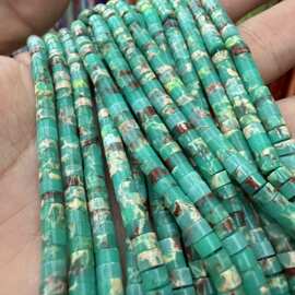 2*4mm绿蛇皮石直切 玛瑙天然石扁珠隔片散珠子半成品diy饰品配件