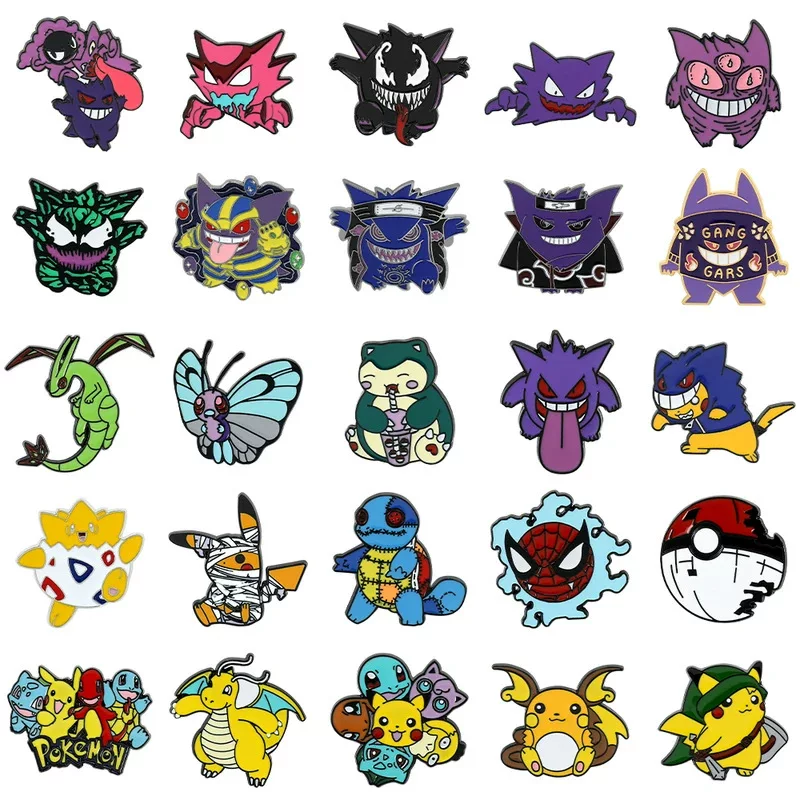 Японская мультфильмовая анимационная брошь粉 Pokémon Pokémon Geng Gui Pikachu Elf Backbone Badge
