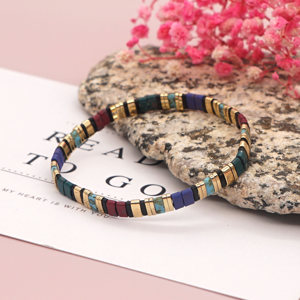 Personality Bohemian New Iron Gallstone Beaded Small Bracelet display picture 3