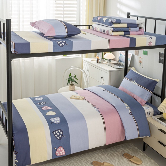 学生寮 綿3点セット 学校スタッフ二段ベッド 寝具 綿6点セット ベッドシーツ 掛け布団カバー|undefined