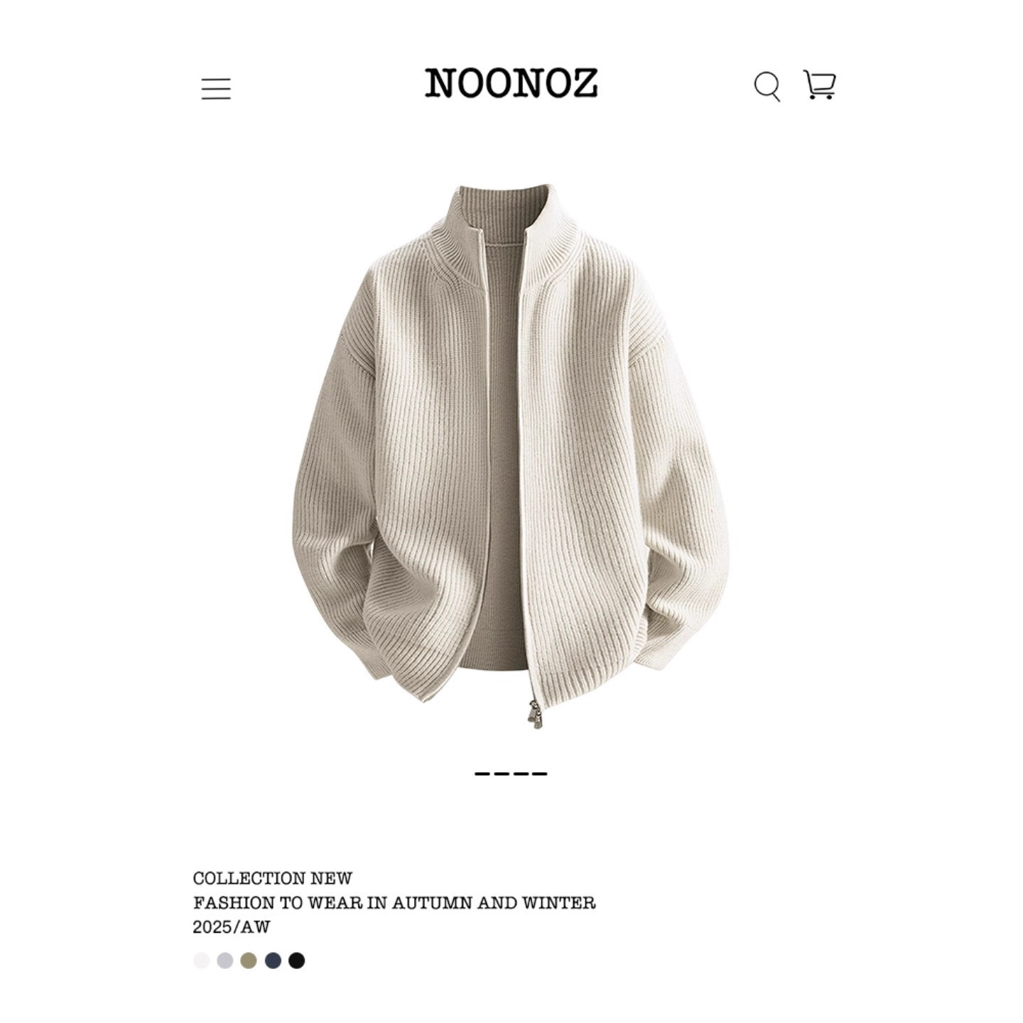 Solid Color Stand-Up Collar Double Zipper Cardigan Sweater Jacket Men's Autum Wear Loose Casual American Knitted Sweater Jacket