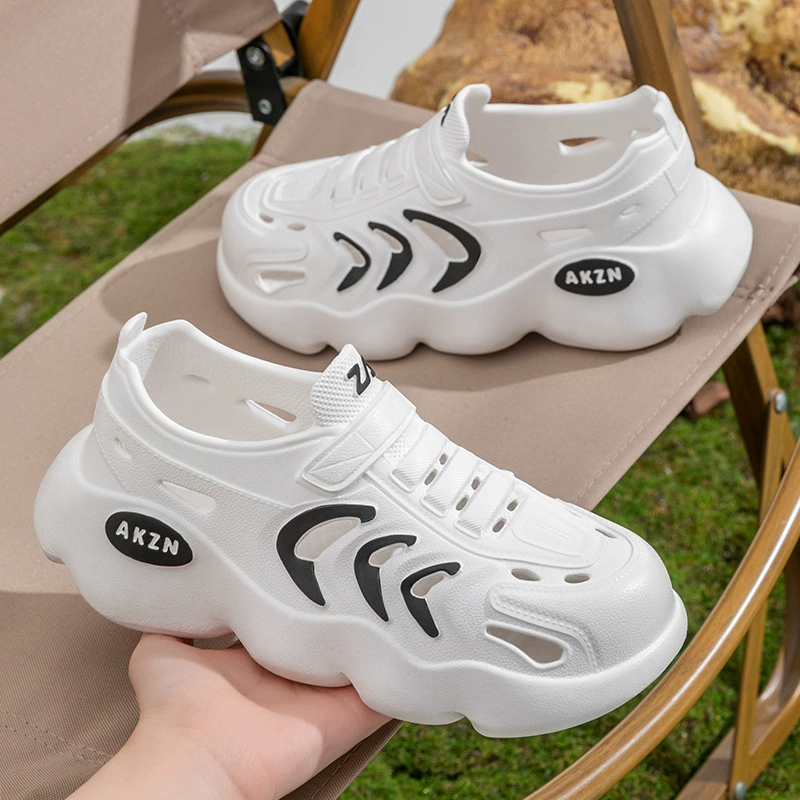 Детская обувь для прогулок, сабо, уличные тапочки из ЭВА, мужские летние сандалии с закрытым носком, толстая подошва, уличные пляжные сандалии.