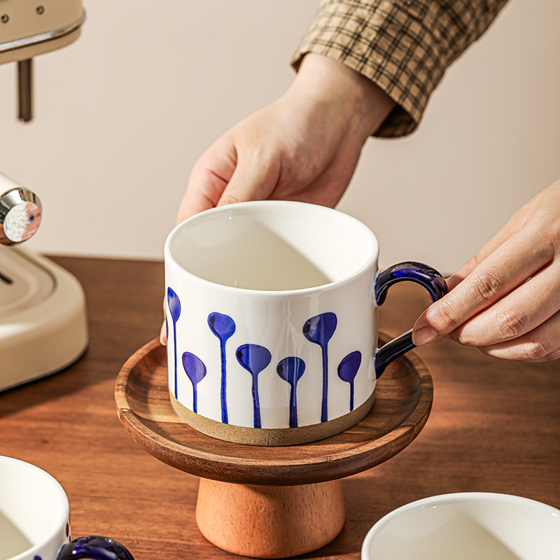 Tazas pintadas a mano retrógradas con mango tazas de marca personales tazas de agua regalos creativos tazas de cerámica café de desayuno regalos
